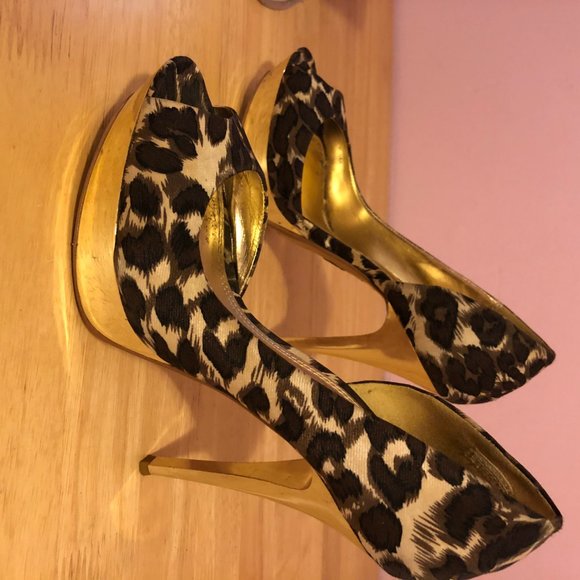 unique vintage style Leopard print gold platform - Picture 9 of 13